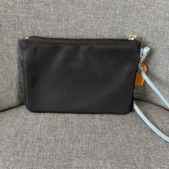 Coach Canvas Wristlet Black/Baby Blue - Picture 2 of 7